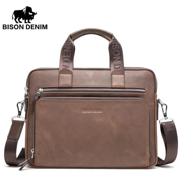 BISON DENIM  Satchel Genuine leather 14" Laptop Bags