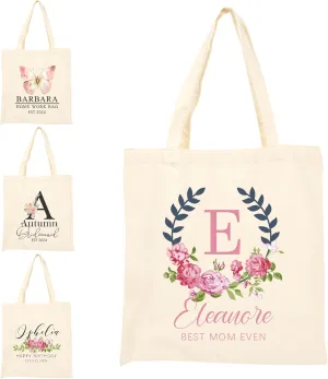BJZLWJ Personalized Canvas Bags for Women, Custom Present Bag w/Name Text, Suitable for Wedding, Birthday, Beach, Holiday