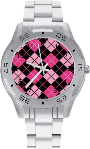 Black & Argyle Simple Wrist Watches for Men Silver Casual Big Face Dress Watch Easy to Read