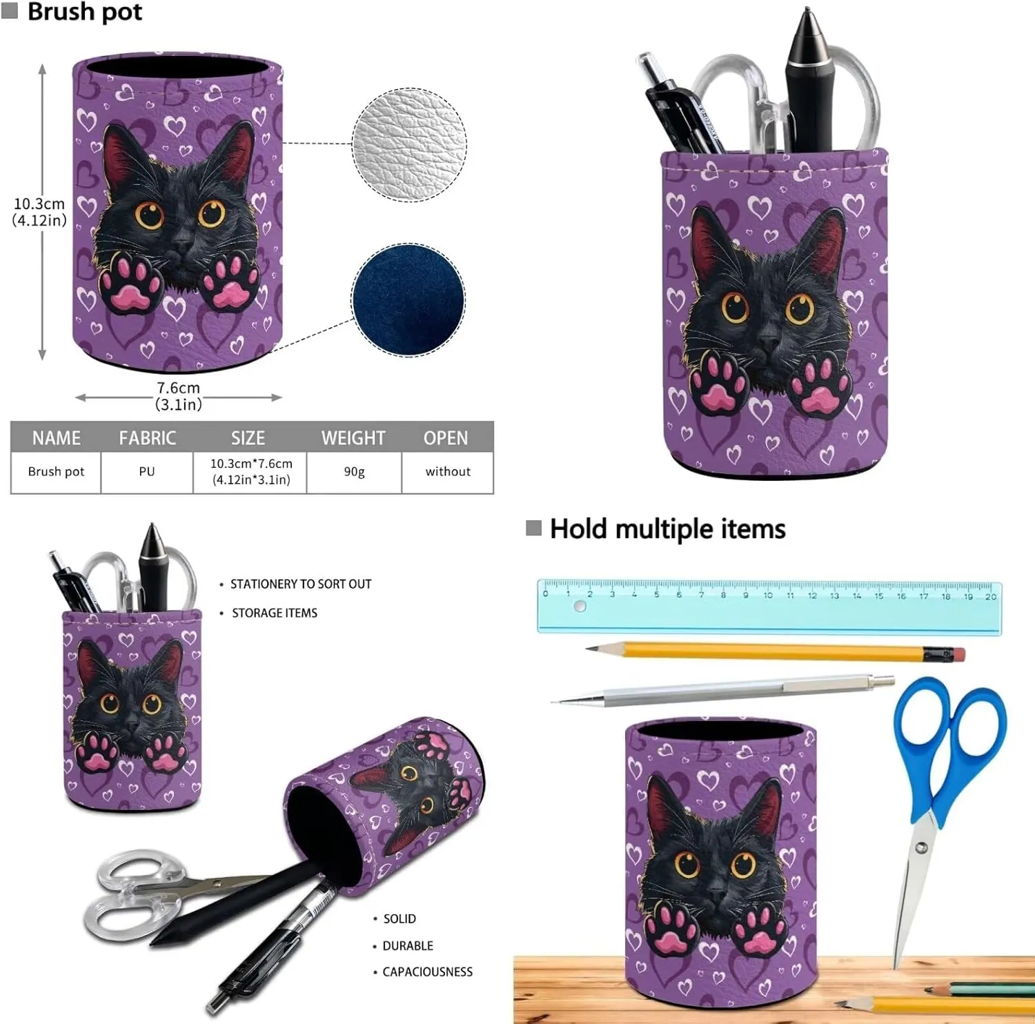 Black Cat 8-12 Girls Travel Backpack Bookbag and Lunch Box Set with Water Bottle Bag Daypack 4 pcs School Bag for Elementary Teens Designed To Be Lightweight and Comfortable