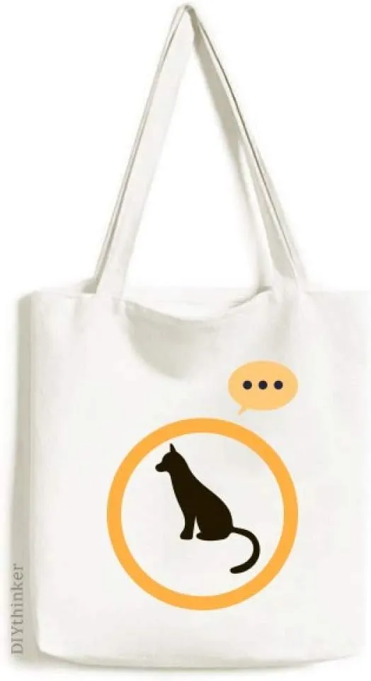 Black Cat Cute Animal Portrayal Expression Gift Sack Canvas Tote Shoulder Bag