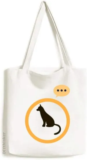 Black Cat Cute Animal Portrayal Expression Gift Sack Canvas Tote Shoulder Bag