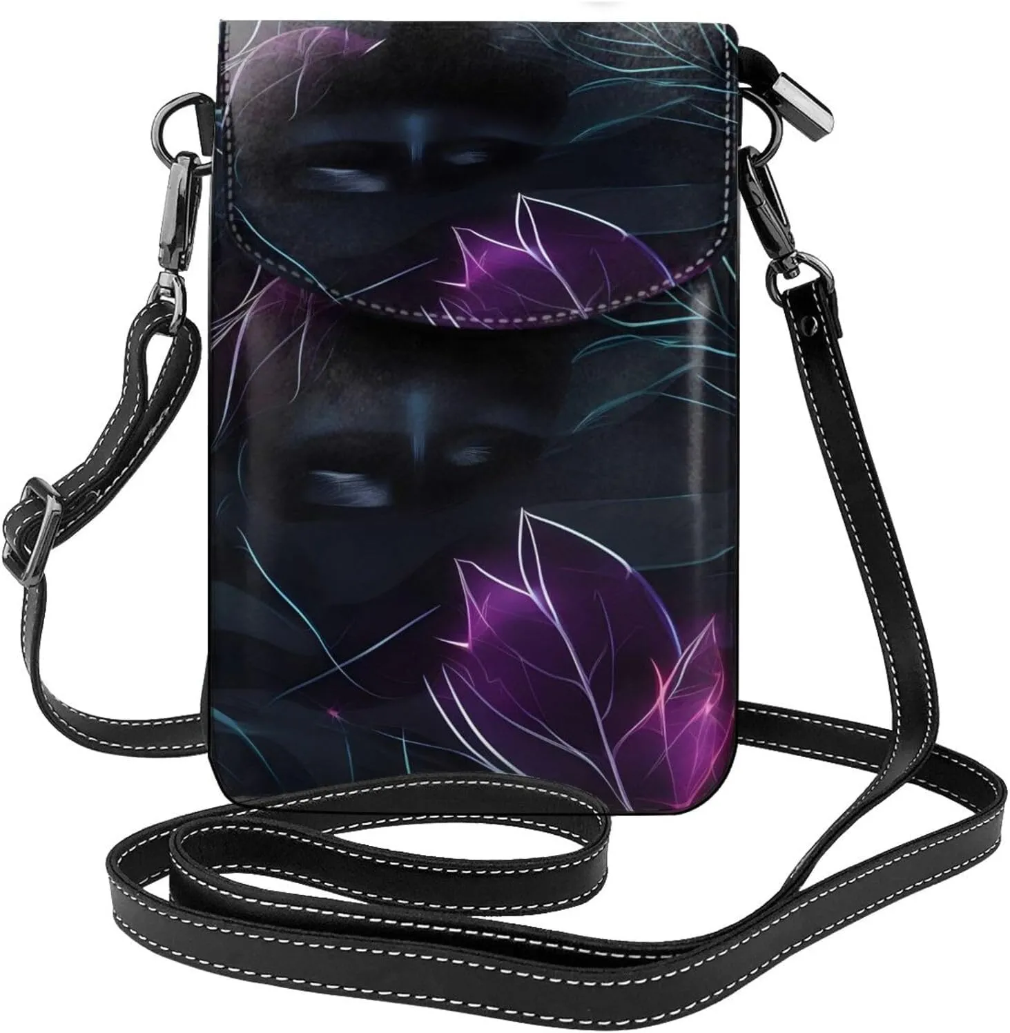 Black Mystery Zippered Crossbody Bag, Women'S Shoulder Bag With Card Slot, Removable Shoulder Strap, 7.6 X 4.9 In.