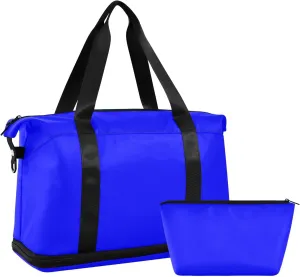 Blue Gym Bag for Women and Men Travel Duffel Sports Duffel Luggage Bags with Wet Pocket Waterproof 20804