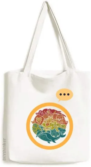 Blue Ocean Fish Abstract Illustrate Expression Gift Sack Canvas Tote Shoulder Bag