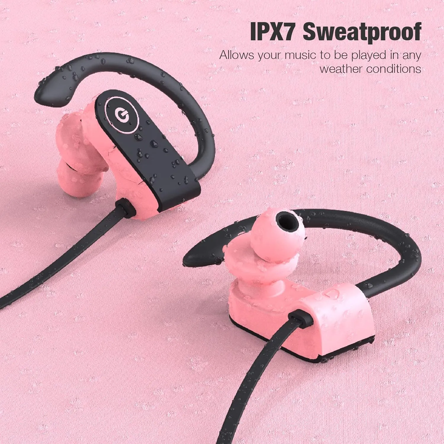 Boean Bluetooth Headphones - IPX7 Waterproof Running Sports Earphones for Women & Girls with 15 Hrs Playtime