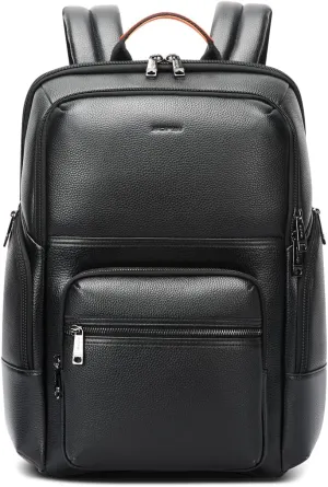 BOPai Leather Bag Fits 15.6 Inch Laptop Business Backpack,Smart Work Backpack for Office Work Airplane Business Travel
