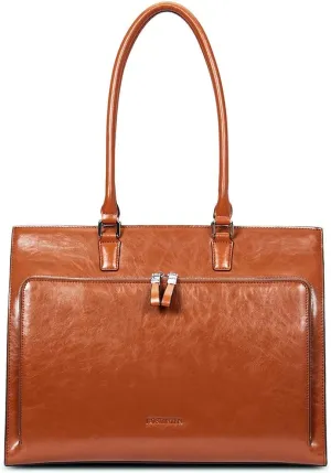 BOSTANTEN Leather Briefcase for Women Vintage 15.6 inch Laptop Bag for Women Business Tote Shoulder Handbag
