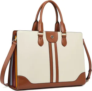 BOSTANTEN Leather Laptop Briefcase for Women Shoulder Bag 15.6 Inch Business Computer Work Tote