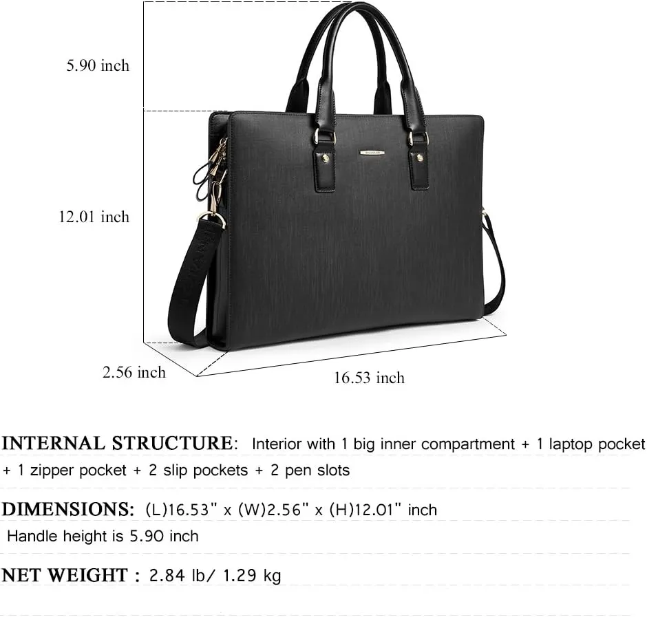 BOSTANTEN Leather Lawyers Briefcase Laptop Business Slim Bags for Men & Women