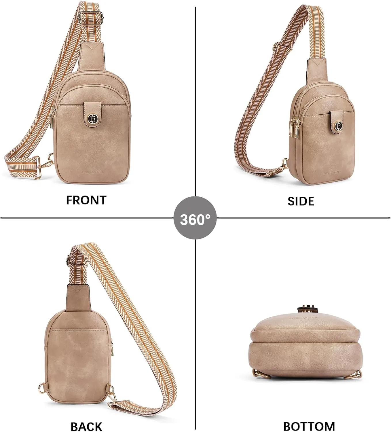 BOSTANTEN Small Sling Bag Crossbody Bags for Women Trendy Crossbody Purse Leather Chest Bag