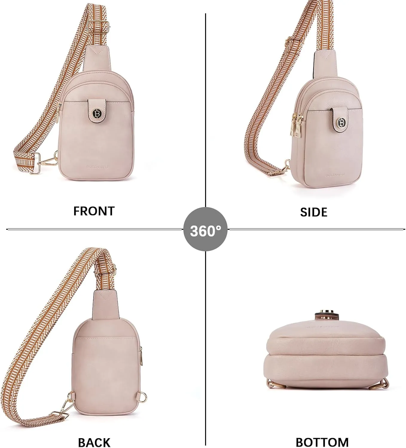 BOSTANTEN Small Sling Bag Crossbody Bags for Women Trendy Crossbody Purse Leather Chest Bag