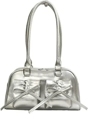 Bow Purse Women PU Leather Shoulder Bag Coquette Tote Y2k Aesthetic Handbag Ita Bag Travel Designer Multi Pockets