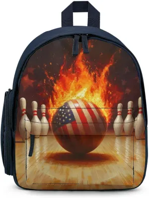 Bowling Flaming Ball Backpack Small Shoulder Bag Travel Bag Casual Daybacks Handbags One Size