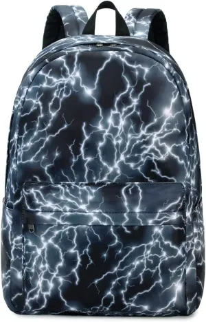 Boy School Backpack Elementary Middle Lightning Bookbag Laptop Teenager Waterproof Lightweight 17 Inches (2Black)