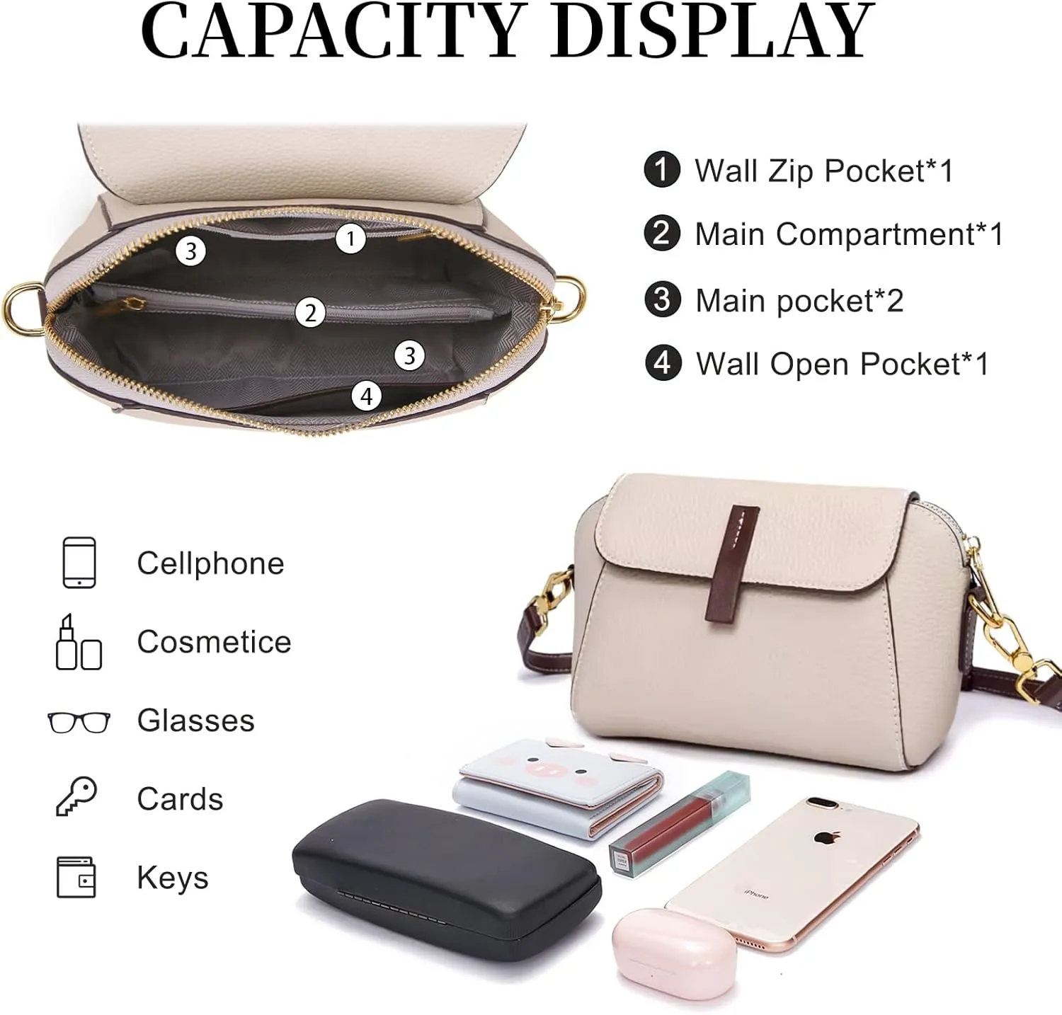 BOYATU Small Leather Crossbody Bags for Women: Genuine Leather Purse for Ladies - Retro Shoulder Handbags for Travel Commute