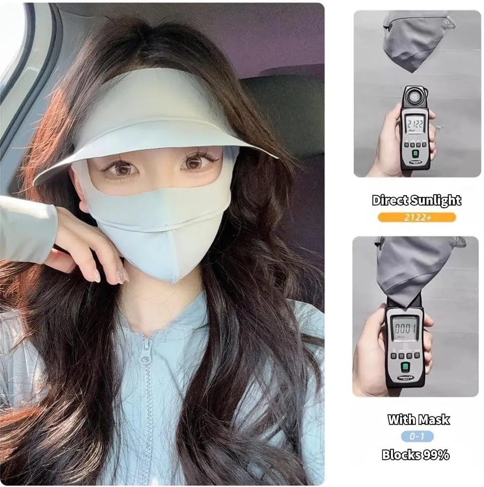 Breathable UV Face Cover Visor UPF 50  Women Summer Face Covering Eye Protection Sunscreen Mask Sports Face Cover
