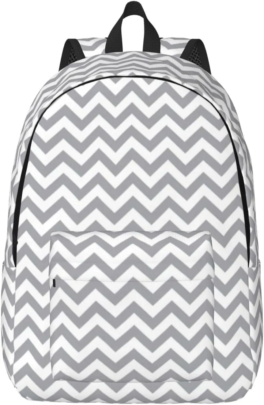 BREAUX Gray Waves Striped Canvas Casual Lightweight Duffel Bag, Fashion Duffel Bag, Casual Daypack, Unisex Travel Backpack