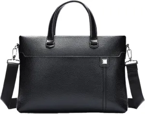 Briefcase Laptop Bag Business Commuter Black Genuine Leather Bag Office Workplace