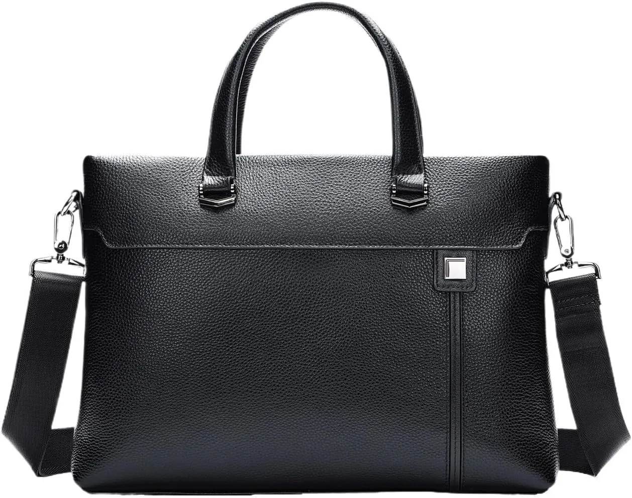 Briefcase Laptop Bag Business Commuter Black Genuine Leather Bag Office Workplace