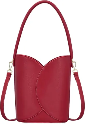 Bucket Bag for Women Vegan Leather Handbags with Removable Strap Small Shoulder Purse Crossbody Totes Bags
