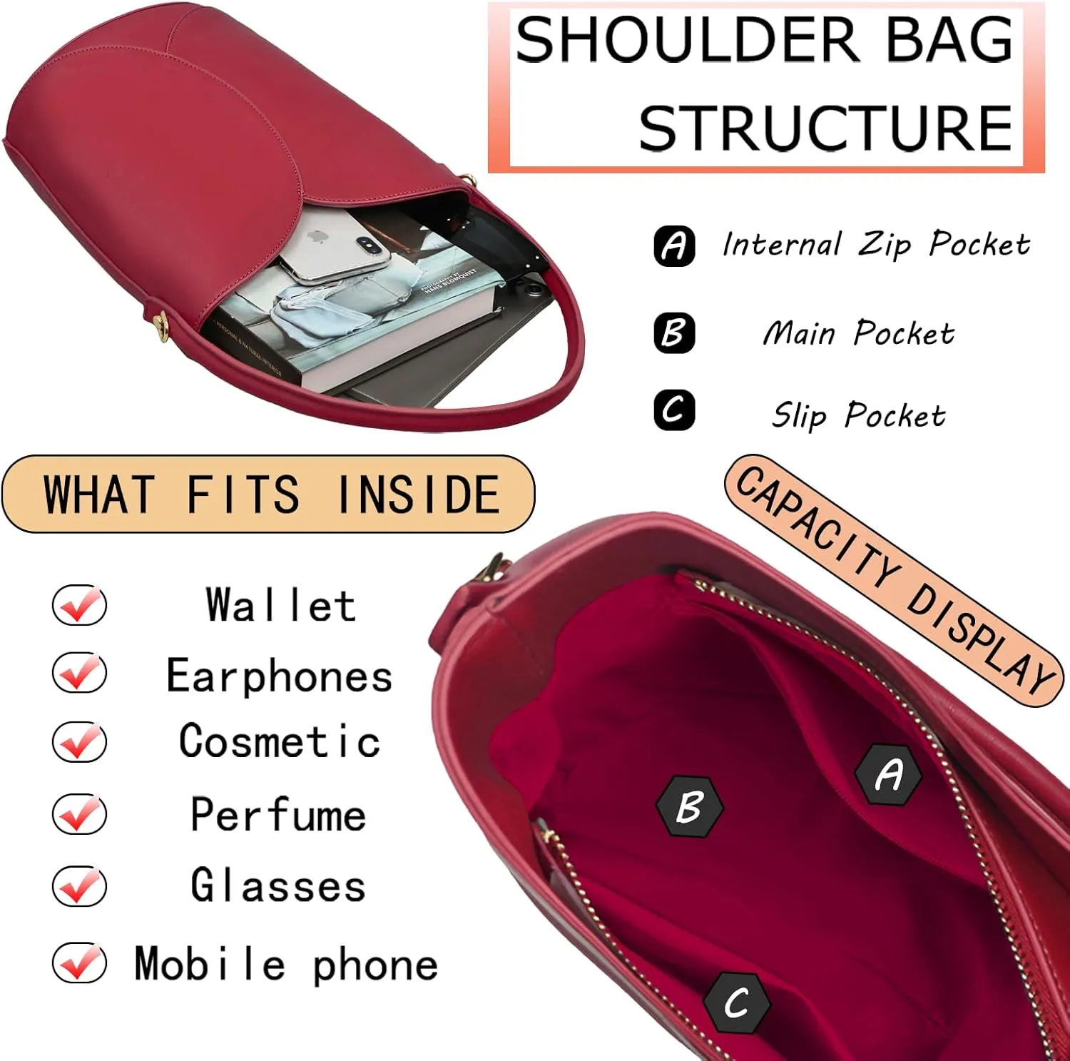Bucket Bag for Women Vegan Leather Handbags with Removable Strap Small Shoulder Purse Crossbody Totes Bags