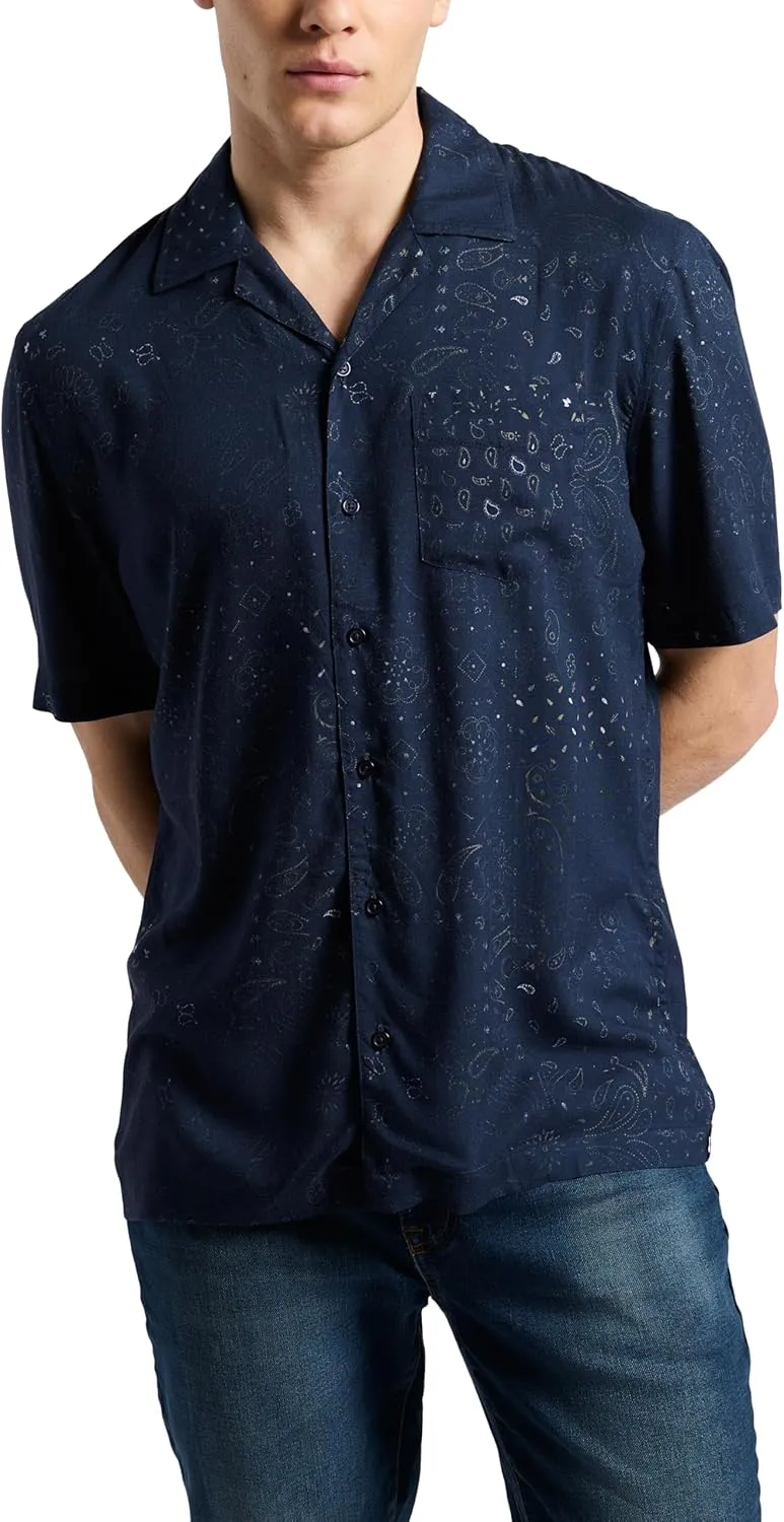 Buffalo David Bitton Men's Short Sleeve Printed Sandro Button Down Relaxed Shirt
