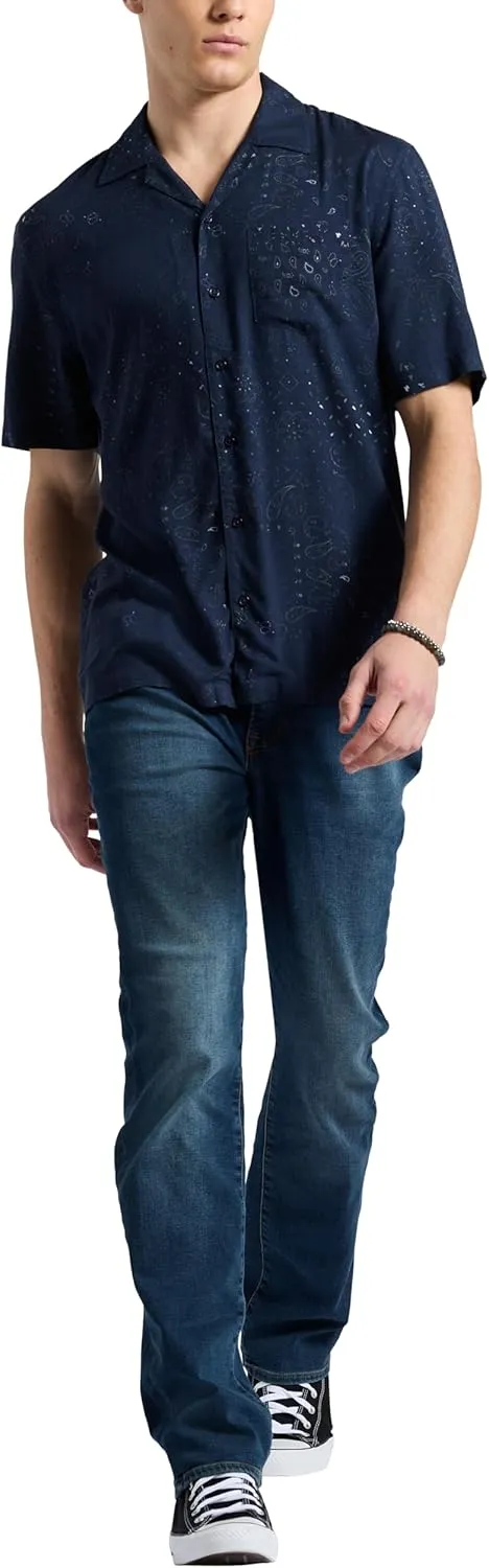 Buffalo David Bitton Men's Short Sleeve Printed Sandro Button Down Relaxed Shirt