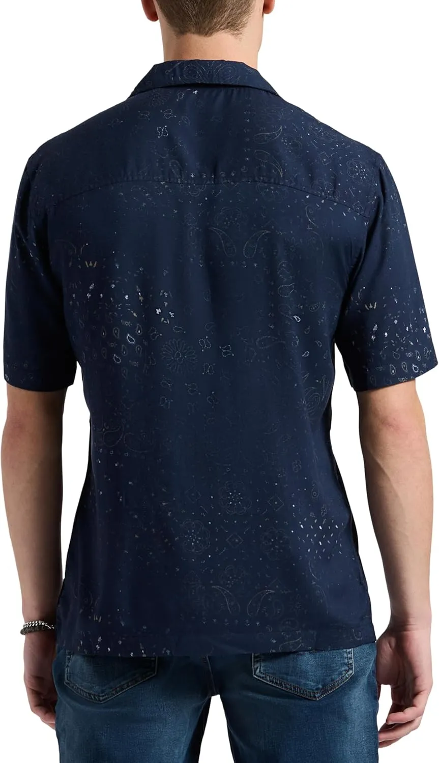 Buffalo David Bitton Men's Short Sleeve Printed Sandro Button Down Relaxed Shirt