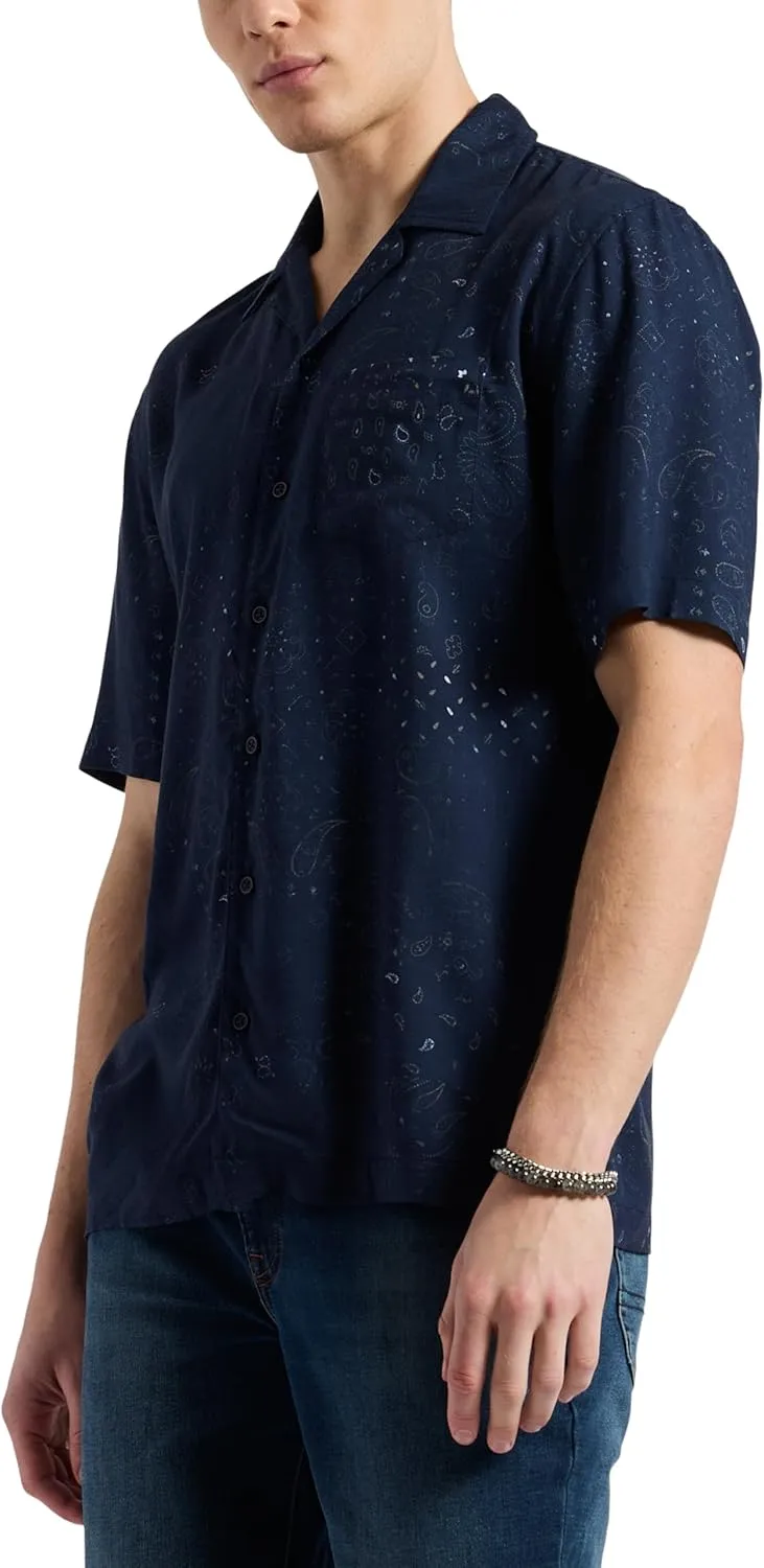 Buffalo David Bitton Men's Short Sleeve Printed Sandro Button Down Relaxed Shirt