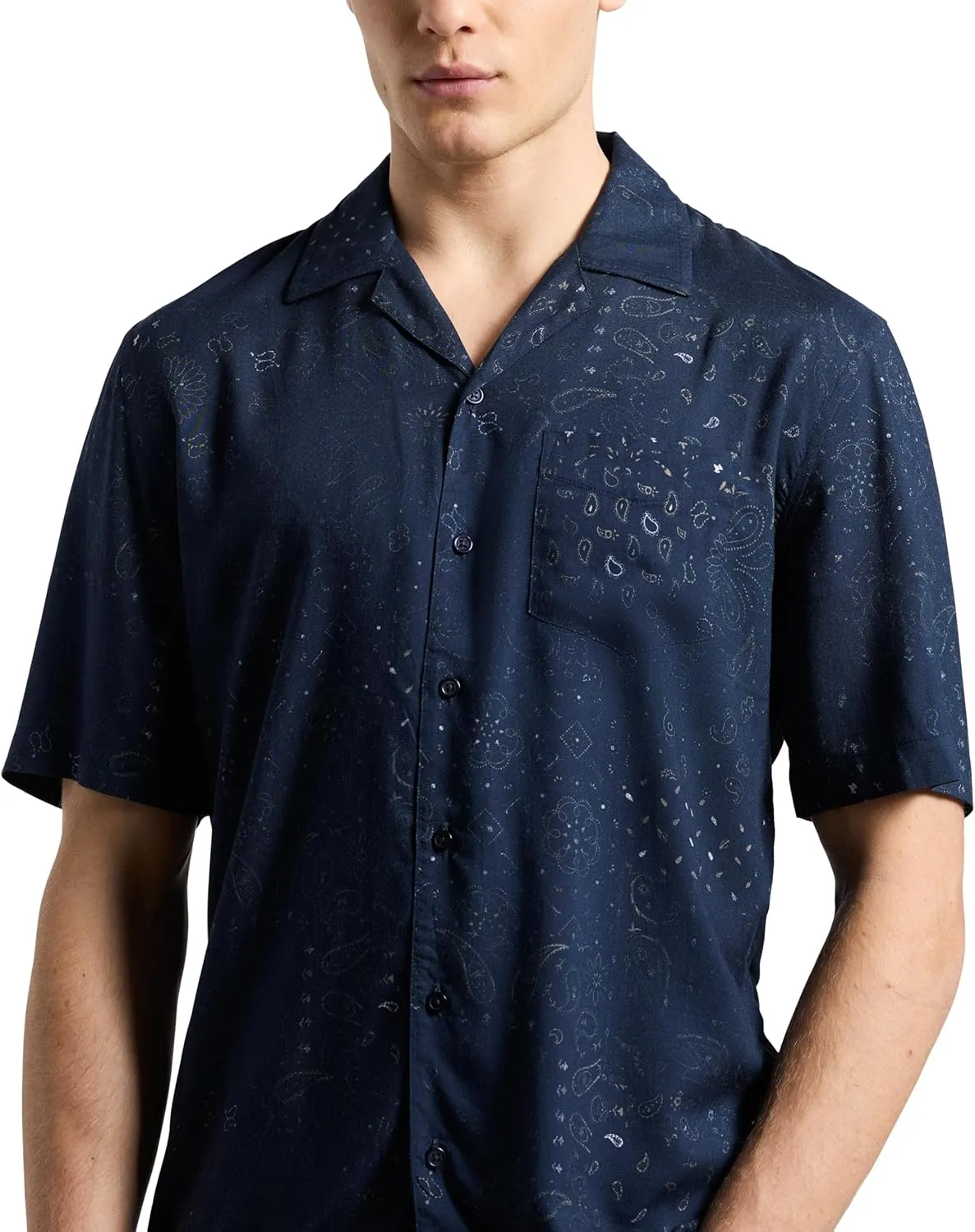 Buffalo David Bitton Men's Short Sleeve Printed Sandro Button Down Relaxed Shirt