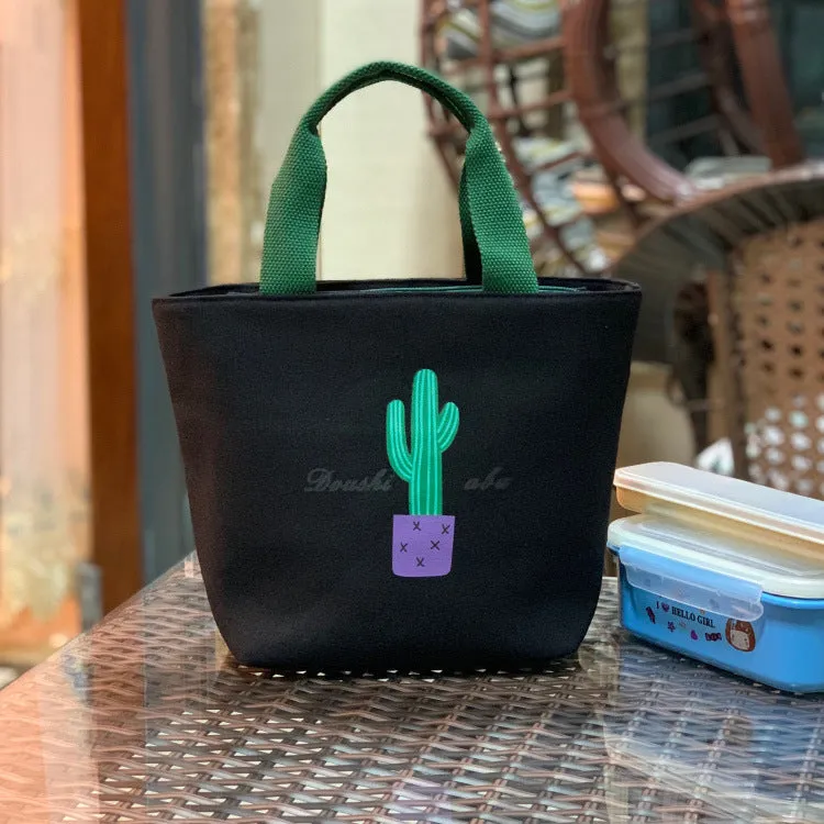 Built-in Water Environmentally Friendly Simple Canvas Thick Lunch Handbags