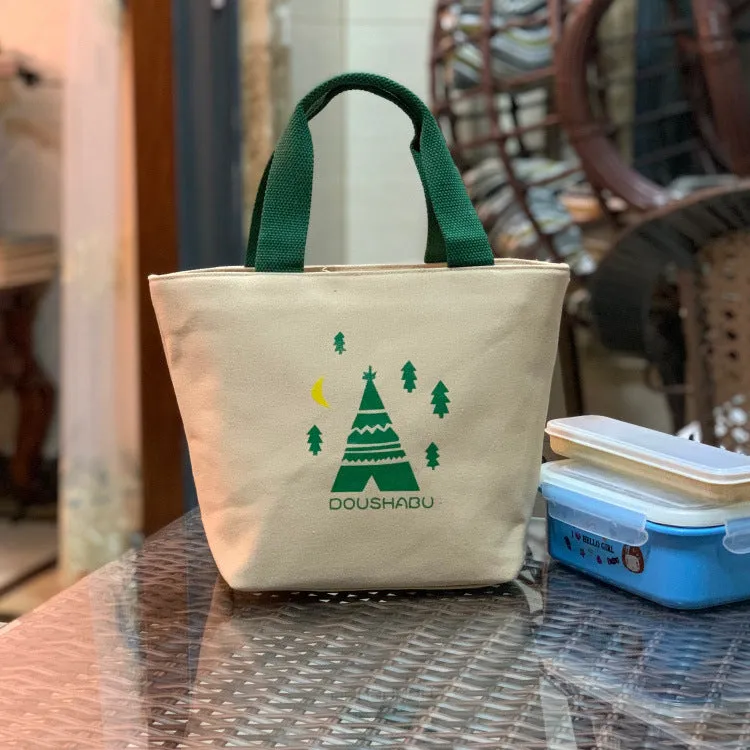 Built-in Water Environmentally Friendly Simple Canvas Thick Lunch Handbags