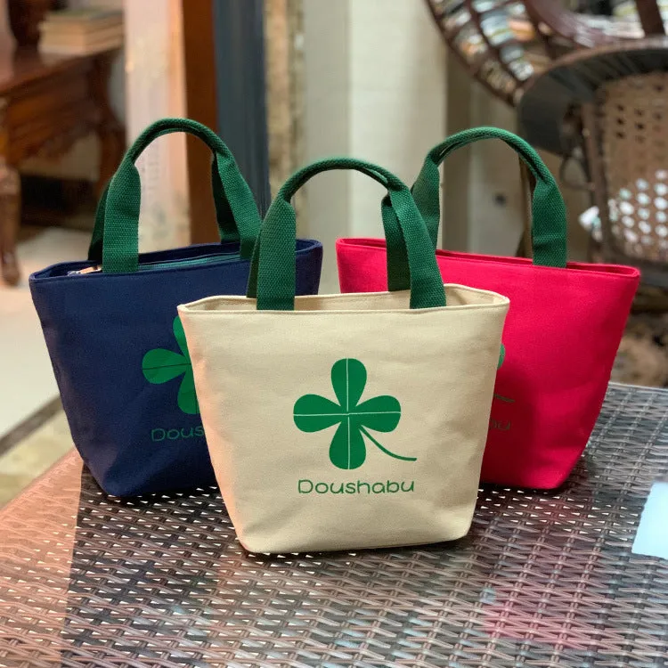 Built-in Water Environmentally Friendly Simple Canvas Thick Lunch Handbags
