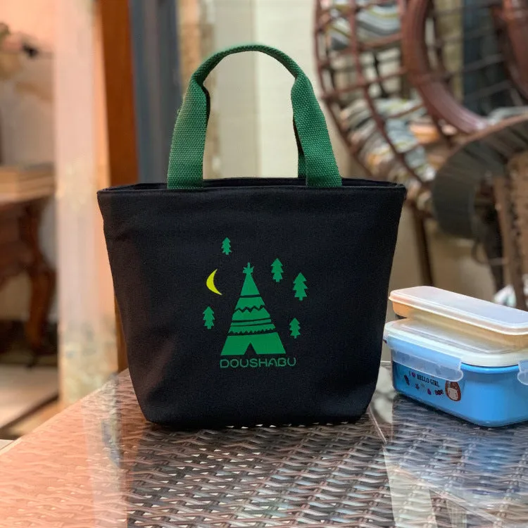 Built-in Water Environmentally Friendly Simple Canvas Thick Lunch Handbags