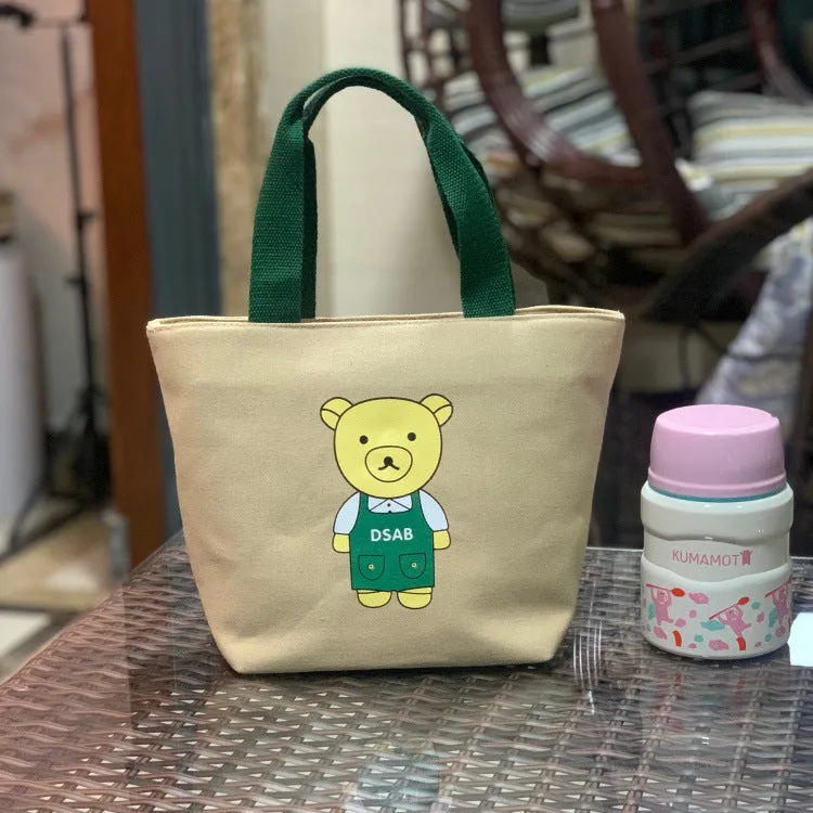 Built-in Water Environmentally Friendly Simple Canvas Thick Lunch Handbags