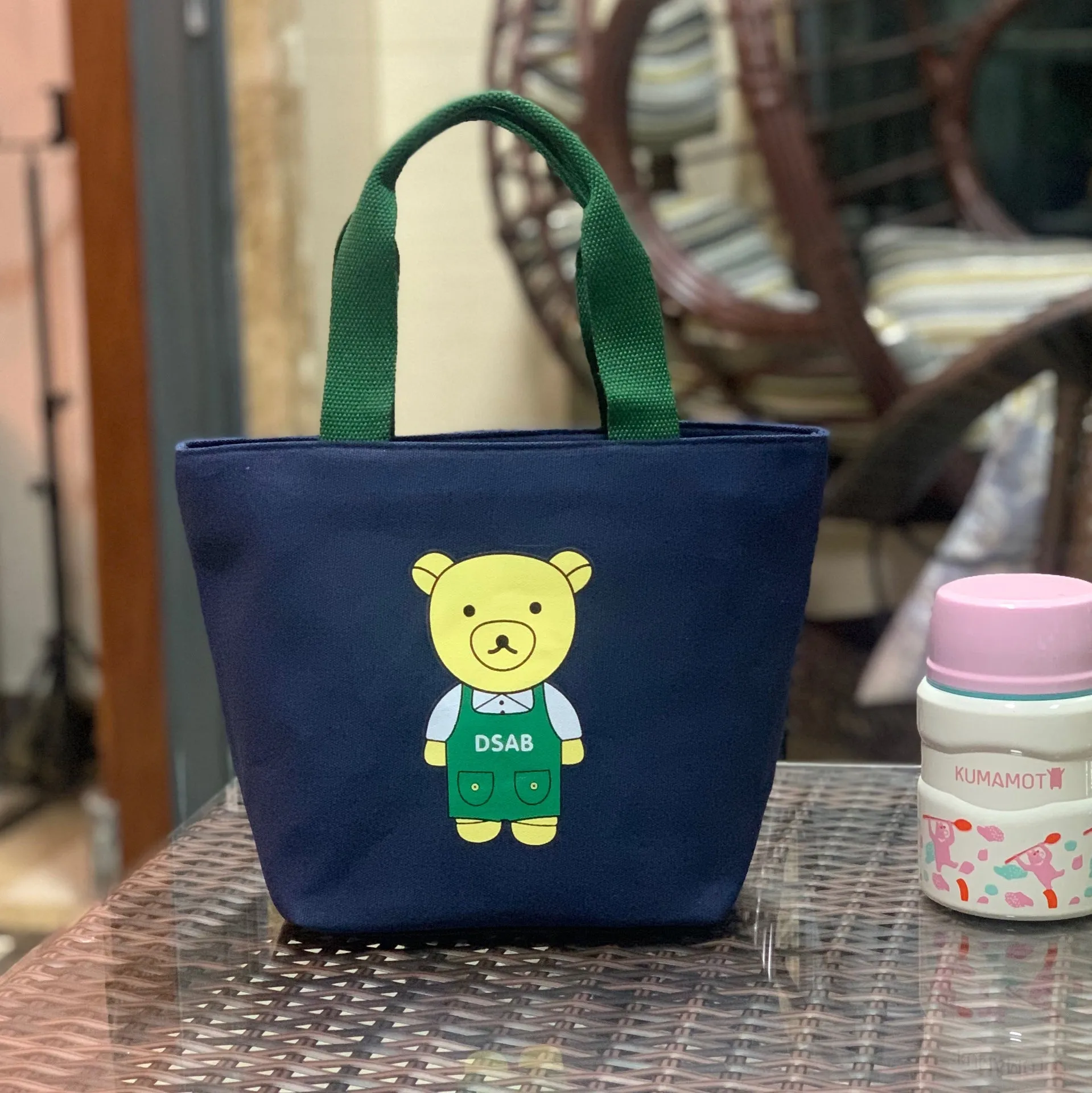 Built-in Water Environmentally Friendly Simple Canvas Thick Lunch Handbags