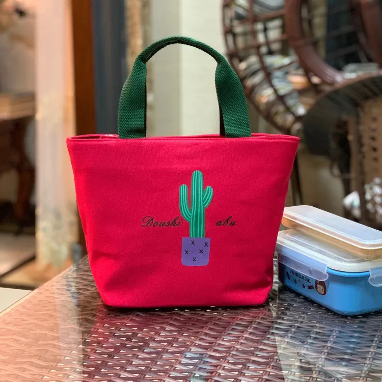 Built-in Water Environmentally Friendly Simple Canvas Thick Lunch Handbags