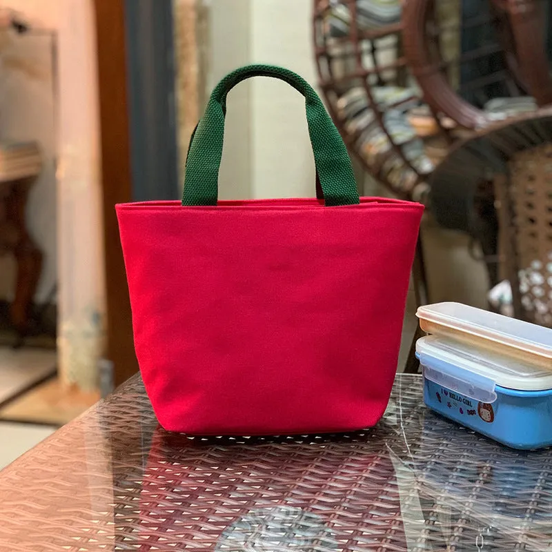 Built-in Water Environmentally Friendly Simple Canvas Thick Lunch Handbags