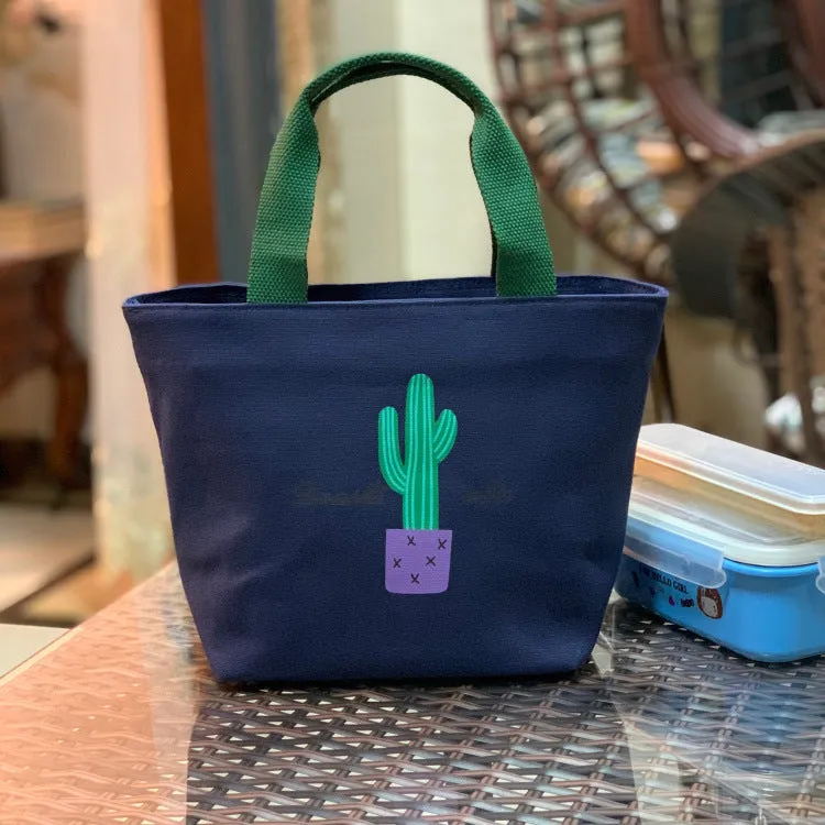 Built-in Water Environmentally Friendly Simple Canvas Thick Lunch Handbags