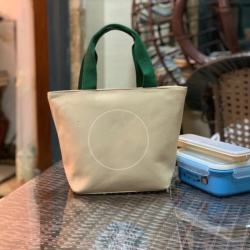 Built-in Water Environmentally Friendly Simple Canvas Thick Lunch Handbags