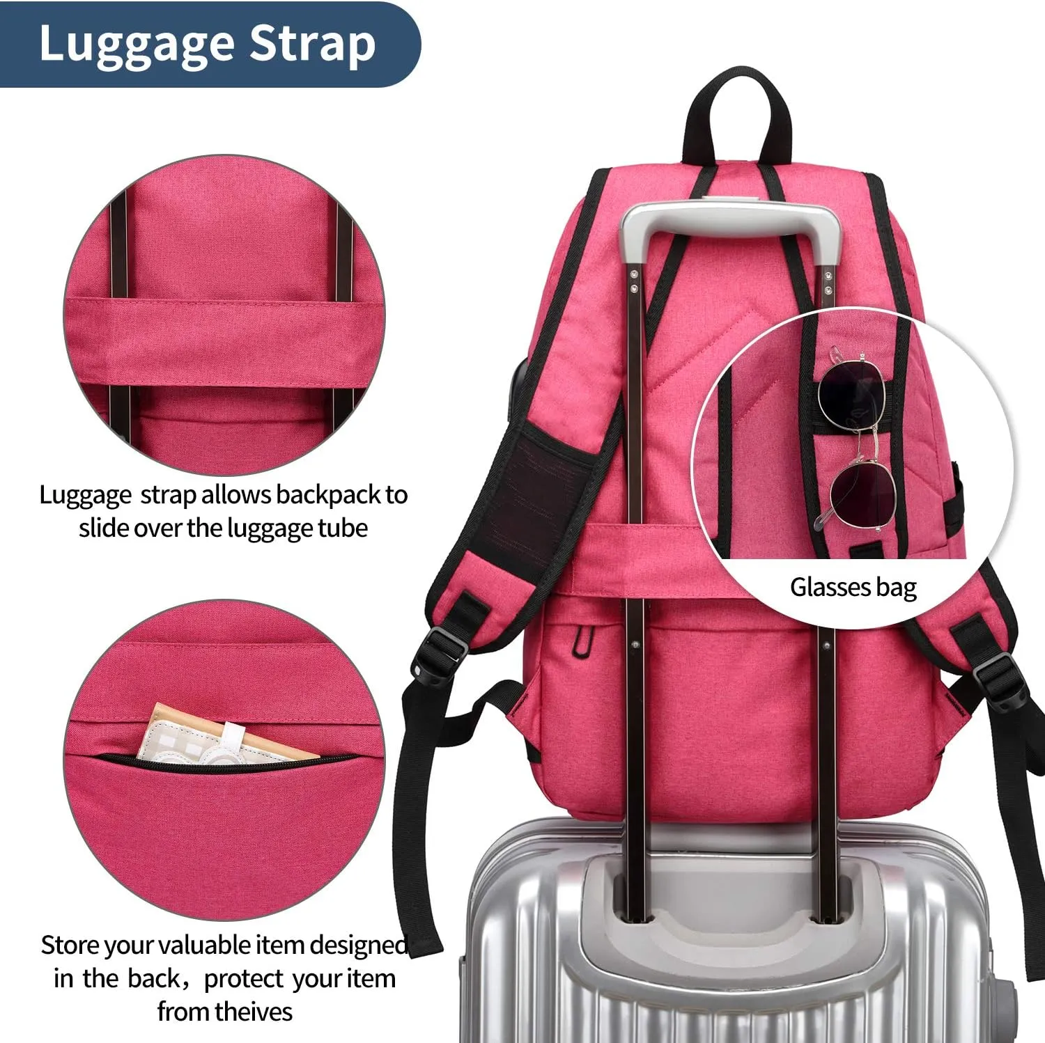 Business Laptop Backpack Anti-Theft Backpack with USB Charging Port and Lock Computer Backpacks for Women Men Fit 15.6 Inch Laptops, Casual Hiking Travel Daypack