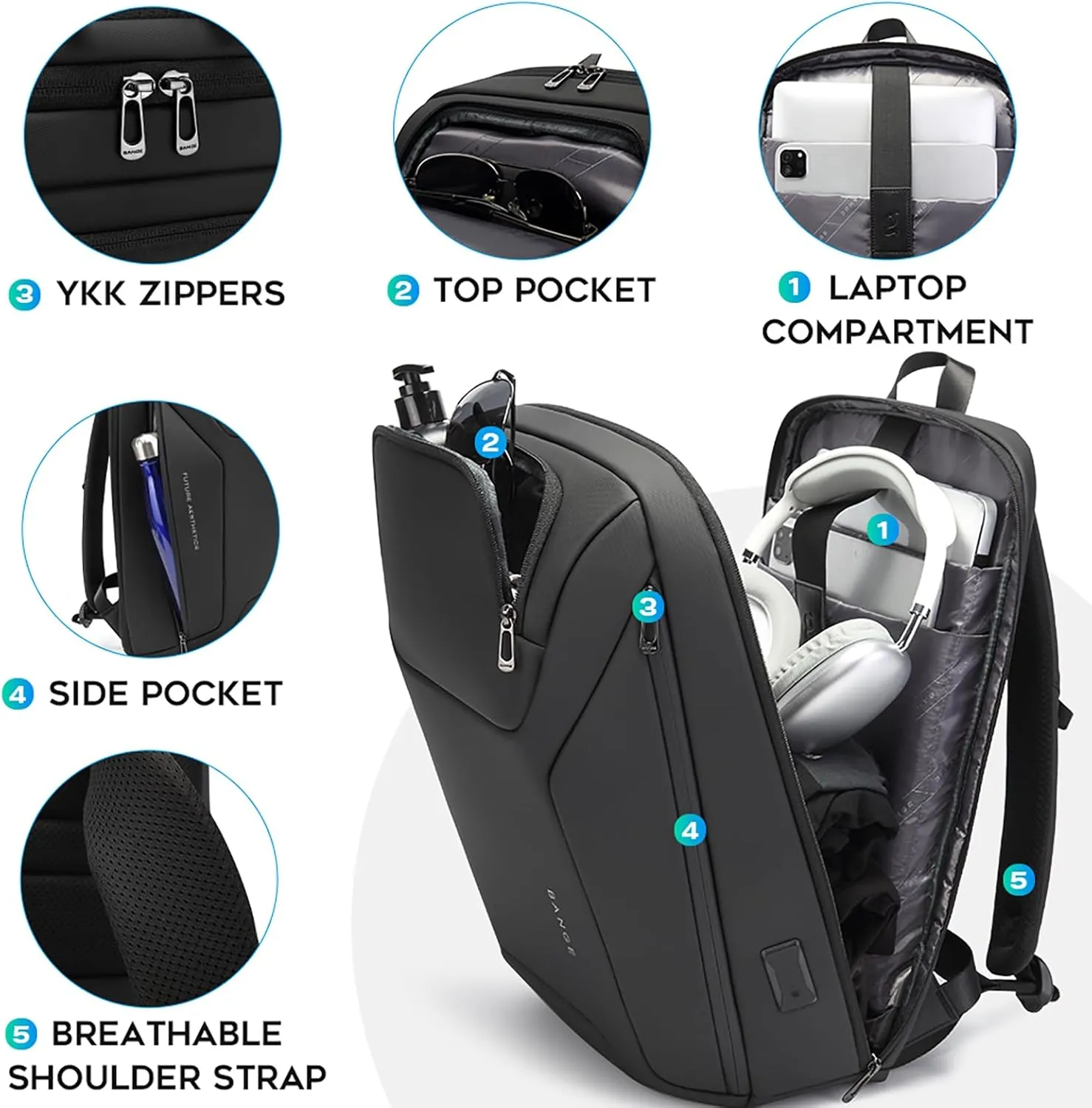 Business Laptop Backpack for Men,Women，15.6 Inch Water Resistant Travel smart Laptop Backpack Carry On Backpack with USB Charging Port，Large Business Work Durable Computer Bag