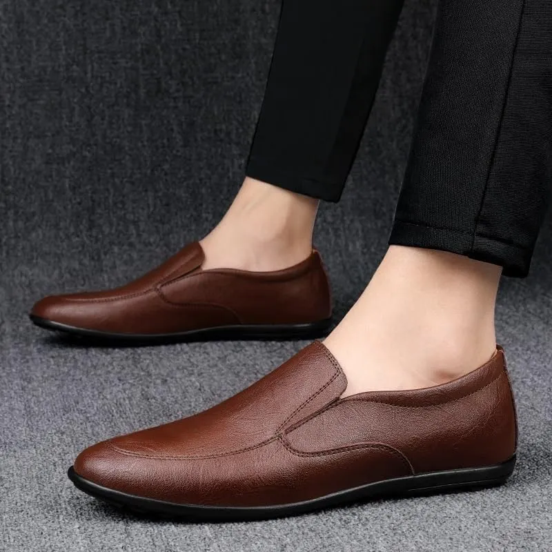 Business Men Shoes Leather Man Brogues Shoes for Man Dress Shoe Loafers Pointed Toe Male Moccasins Plus Size Shoes for Men