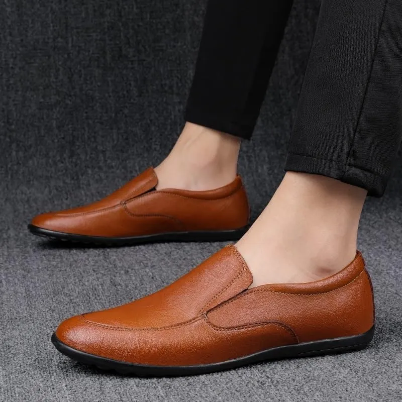 Business Men Shoes Leather Man Brogues Shoes for Man Dress Shoe Loafers Pointed Toe Male Moccasins Plus Size Shoes for Men