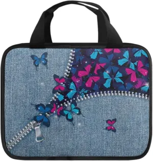 Butterfly Print Bible Cover Bible Case for Women Black Canvas Portable Zipper Bible Case with Built-in Pocket Handle