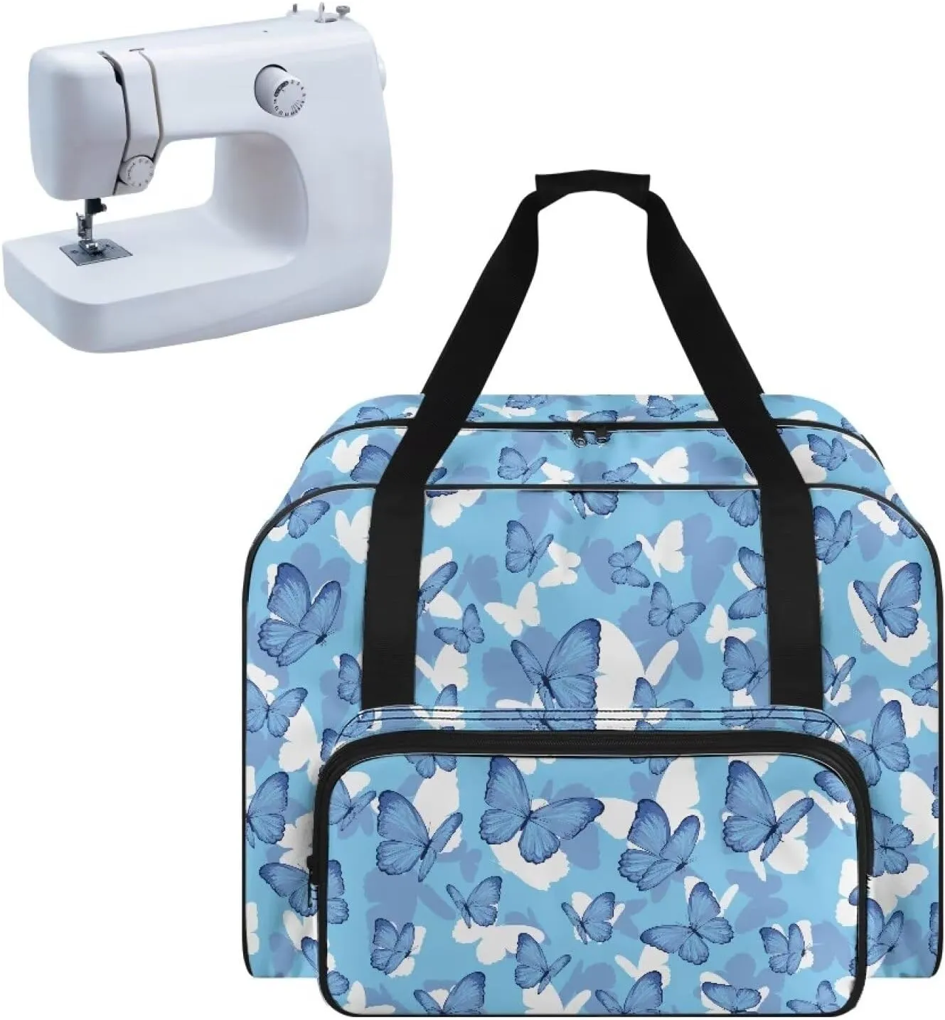 Butterfly Sewing Machine Case Portable Sewing Machine Handbag Canvas Carry Tote Bag Dustproof Sewing Machine Bag for Singer Brother Janome and Accessories Gifts for Housewives