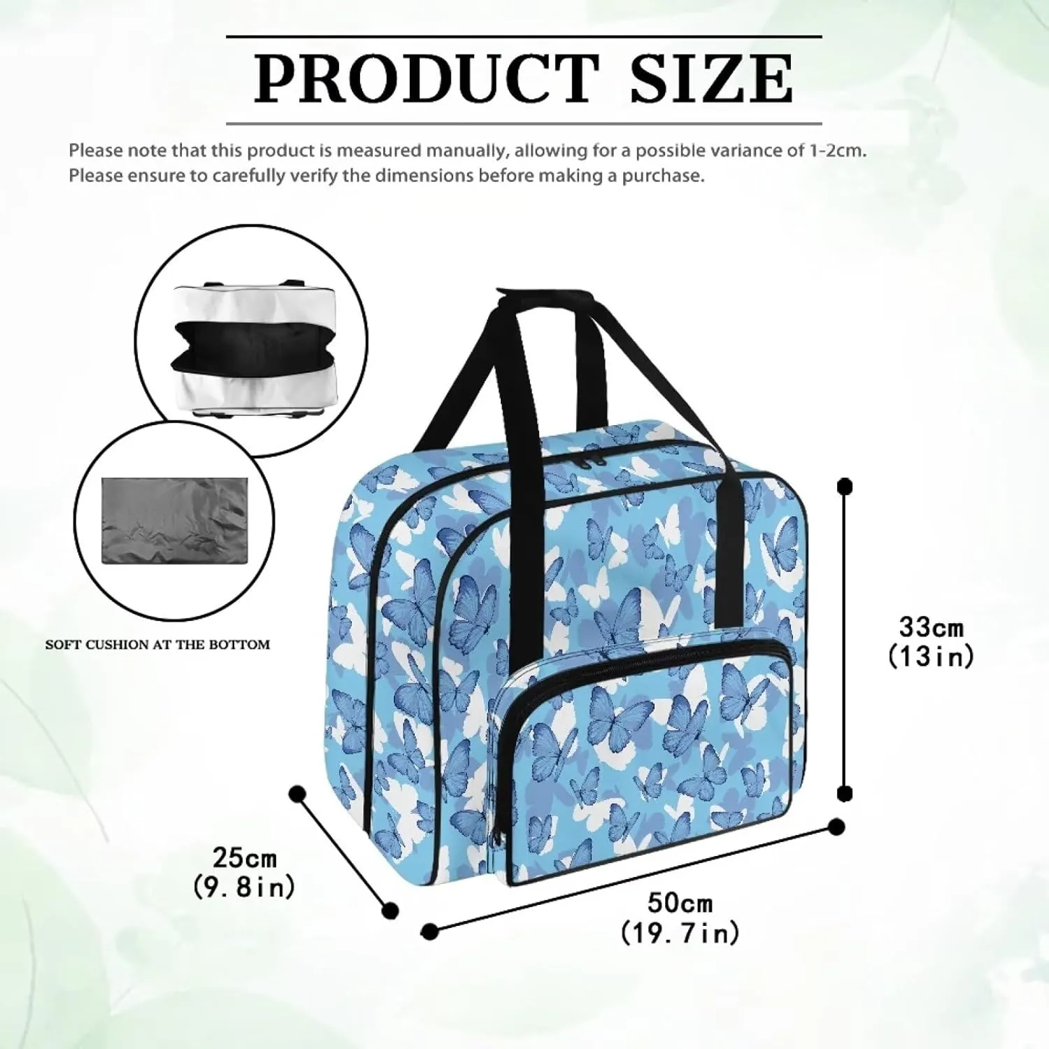 Butterfly Sewing Machine Case Portable Sewing Machine Handbag Canvas Carry Tote Bag Dustproof Sewing Machine Bag for Singer Brother Janome and Accessories Gifts for Housewives