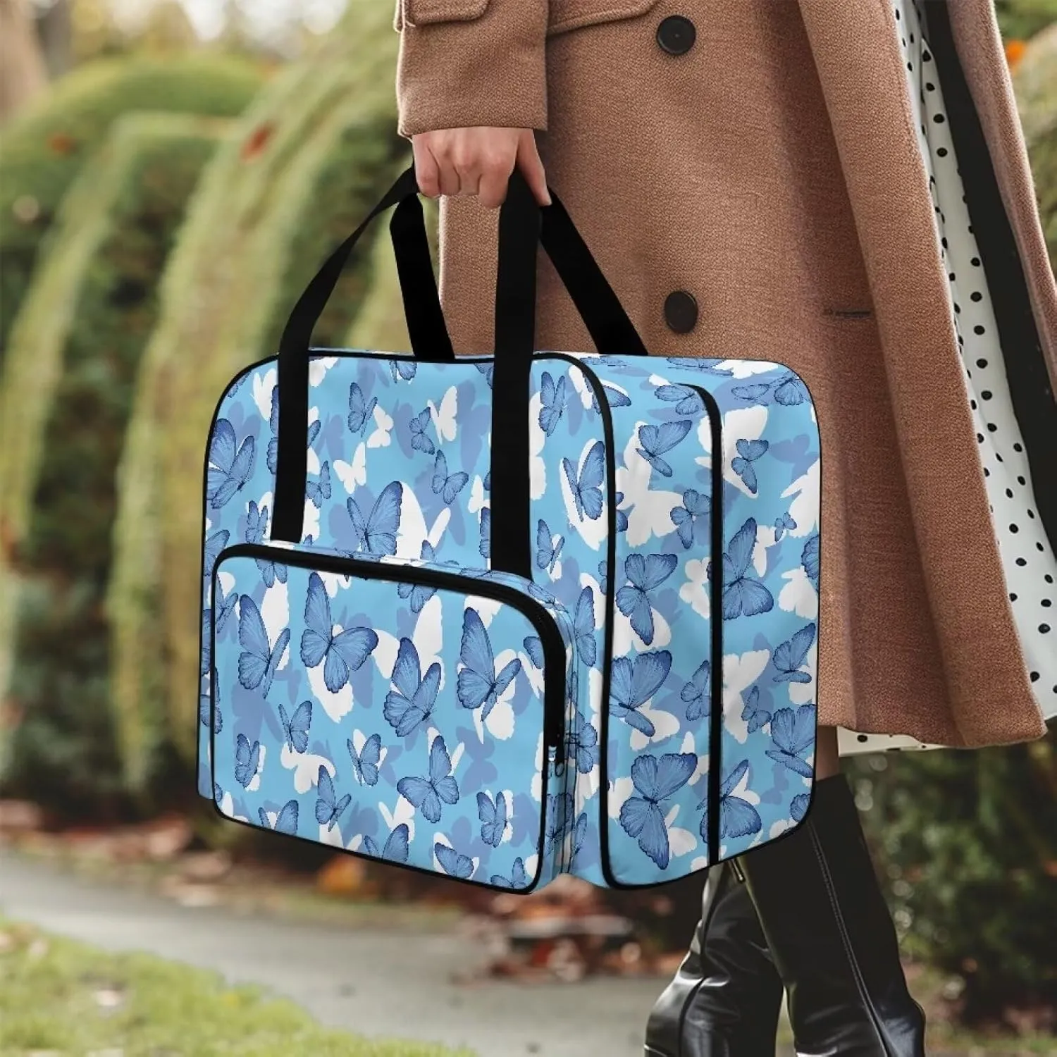 Butterfly Sewing Machine Case Portable Sewing Machine Handbag Canvas Carry Tote Bag Dustproof Sewing Machine Bag for Singer Brother Janome and Accessories Gifts for Housewives