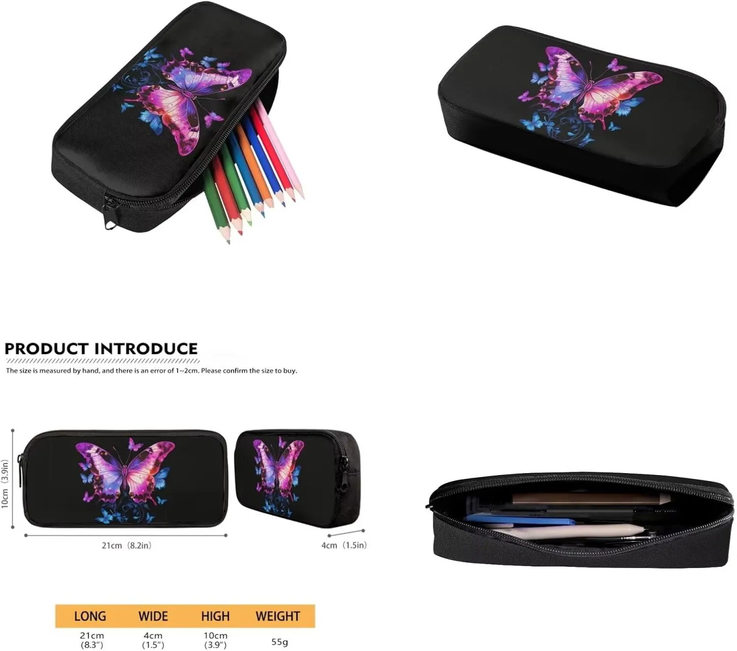 Butterfly Teens Backpacks for Girls Fashion Bookbags for 7Th Grade Girls Lightweight School Backpack with Water Bottle Sleeve Insulated Lunch Box Pencil Case Casual Rucksack